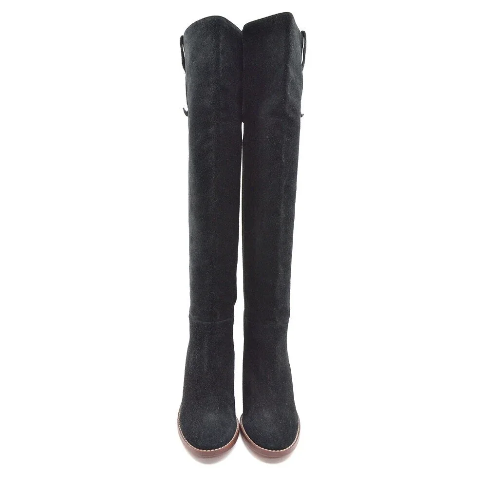 Madewell Jimmy Black Suede Heeled Over the Knee Boots 7
